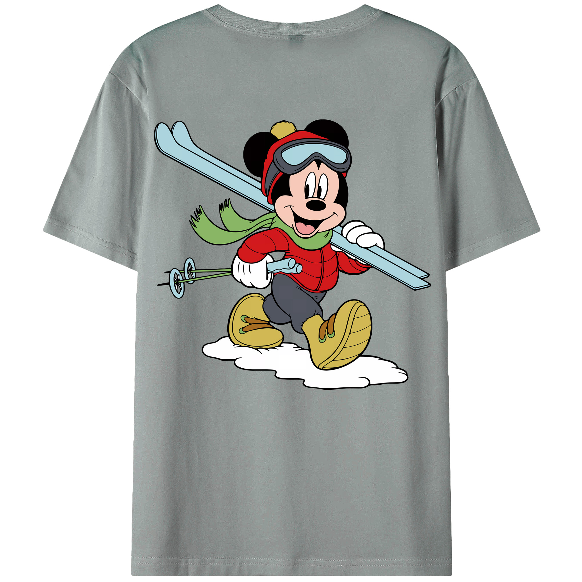（画像用） ミッキーマウス Mickey Mouse 綿100％ メンズ半袖Tシャツ（バックプリント） 通気性